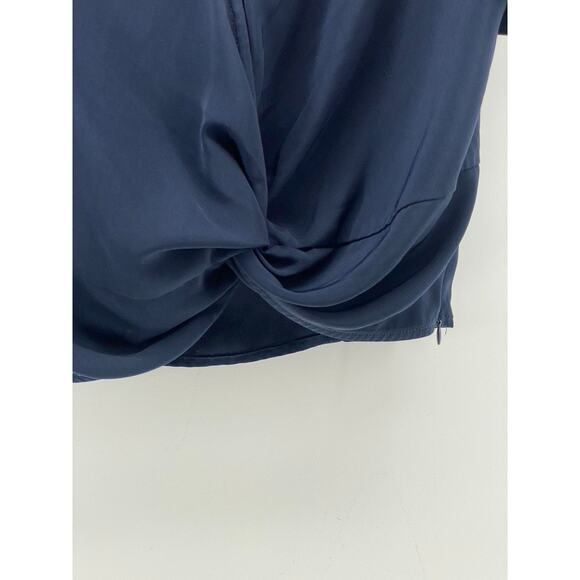 POMELO Women’s Navy Blue Front Knot Short Sleeve Crop Top SZ L - Picture 6 of 11